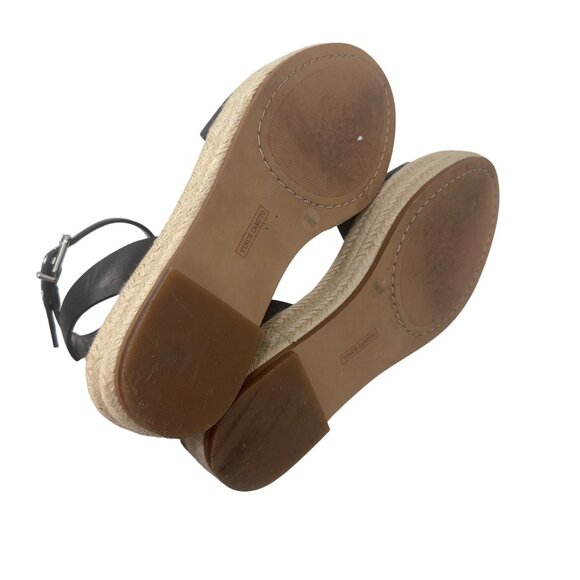 Vince Camuto Black Leather Espadrille Sandals Ankle Strap & Buckle Womens SZ 6.5 - Picture 7 of 14